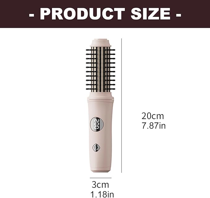 2-in-1 Rechargeable Curling Iron &amp Straightener Brush Cordless Hair Styler - 30s Fast Heat Adjustable 230°F-428°F 4500mAh Battery for 30 Min Use Ceramic Coated - Travel &amp Home Styling Tool