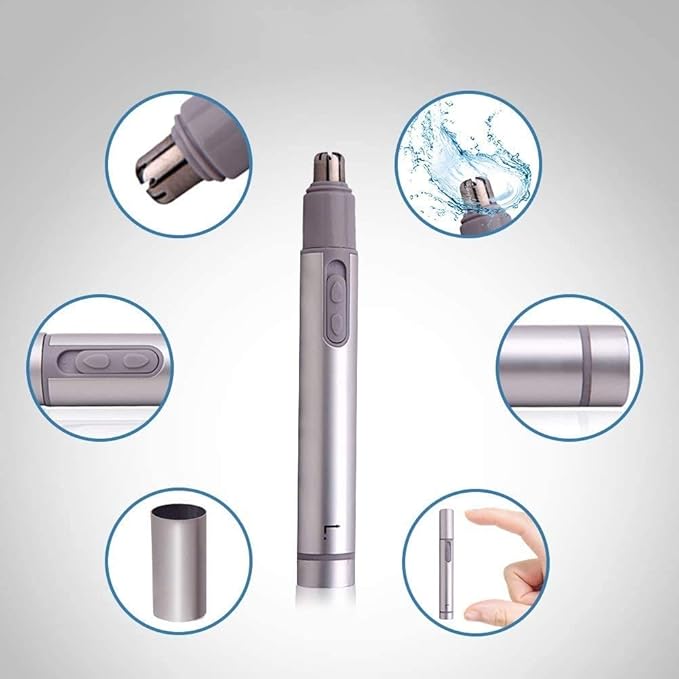 Ear Nose &amp Brow Trimmer Clipper – Painless Nose Hair Detail Trimmer for Men &amp Women Battery Operated Electric Groomer Easy Cleaning Waterproof Painless Facial Hair Remover