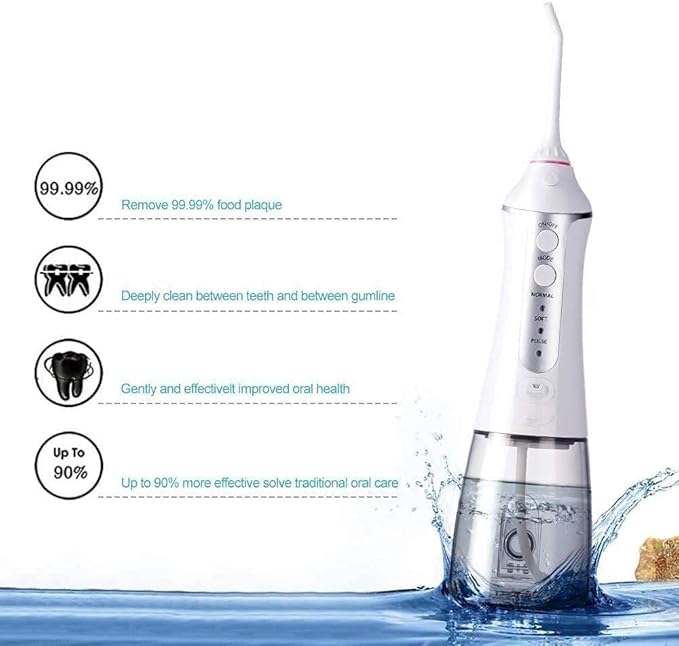 Water Flosser Cordless for Teeth - 3 Modes Dental Oral Irrigator Portable Water Pick Teeth Cleaner for Home Travel IPX7 Waterproof USB Rechargeable 300ML Water Tank