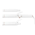 T3 Switch Kit Professional Ionic Interchangeable Curling Iron with 3 Ceramic Clip &amp Wand Long Barrels for Curling and Waving 9 Adjustable Heat Settings &amp Ion Generator White/Rose Gold