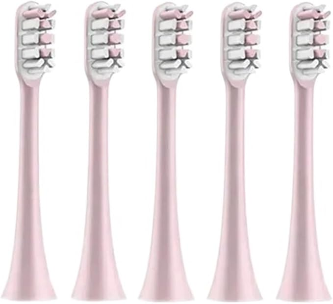 Compatible for X3 X5 X3U X1 V1 V2 Clean Brush Heads Replacement Head Bristle Sonic Electric Nozzles with Anti-dust Cap(5pcs Pink)