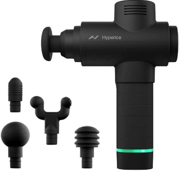Hyperice Hypervolt 2 Black - Featuring Quiet Glide Technology - Handheld Percussion Massage Gun | 3 Speeds 5 Interchangeable Heads | Helps Relieve Sore Muscles and Stiffness