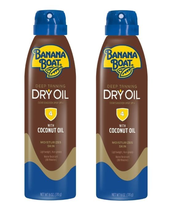 Bananas-Boat Deep Tanning Oil Spray SPF 4 Clear Dry Sunscreen Spray Dark Tanning Oil 6 oz (pack of 2)