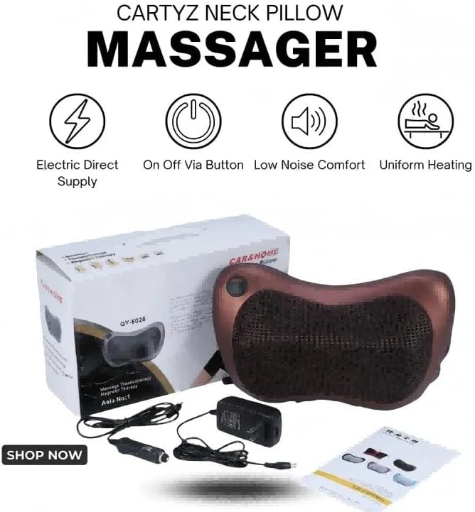 Full Body Electric Massage Pillow for Pain Relief -Shiatsu Neck and Back Massager with Heat Relieve Muscle Stiffness Improves Blood Circulation for Home Office Car-Gifts for Mom Dad (8-Head UK)