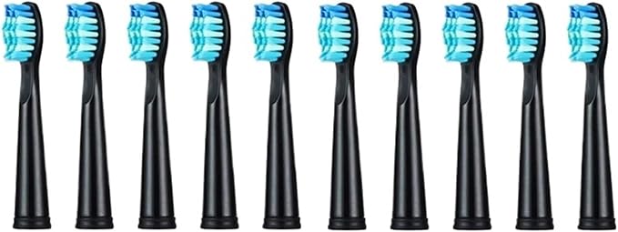 10/20Pcs Replaceable Brush HeadsCompatible for Seago/Fairywill Toothbrush FW/SG 507/508/515/551/917/959/908(10pcs Black)