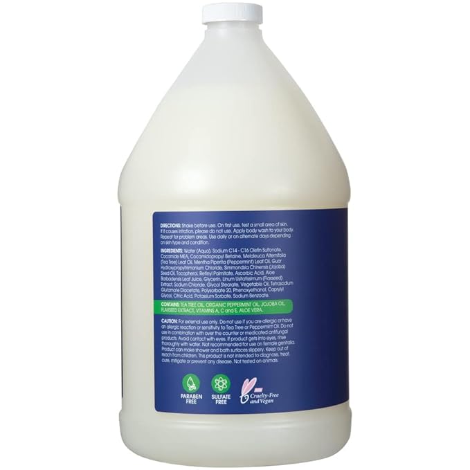 Ginger Lily Farms Botanicals MultiCure Advanced Therapy Body Wash with Tea Tree Oil Peppermint and Aloe Vera 100% Vegan &amp Cruelty-Free 1 Gallon (Pack of 4)