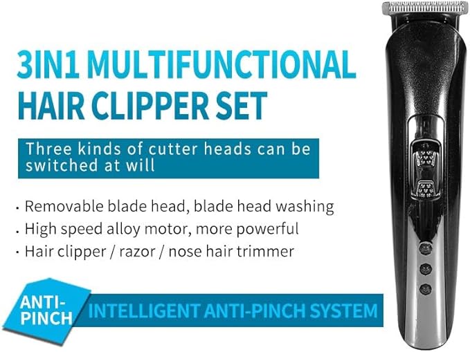 Hair ClippersBeard Trimmer for Men 3in1 Rechargeable Shaver Hair Trimmer Electric Nose Clipper Professional Men Beard Razor Haircut Cutting Machine Styling