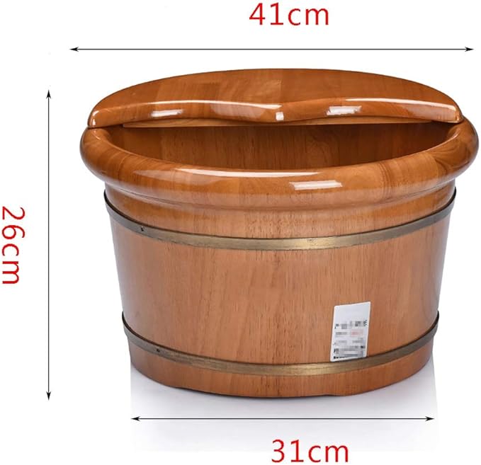Katzowen Foot Soak Massage Foot Bath Barrel Household Wooden Foot Wash Barrel Oak Foot Bath Tub Covered Wooden Foot Wash Basin Foot Spa Household Wash Ba