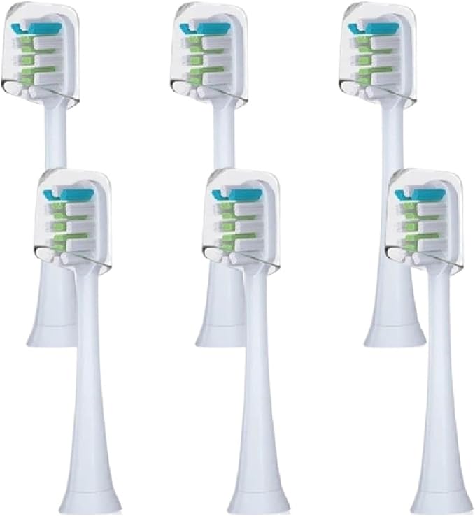6PCS Compatible for Xiaomi SOOCAS X3 X5 X3U X1 V1 V2 Replacement Head Bristle Sonic Electric Nozzles with Anti-dust Cap(6PCS White)