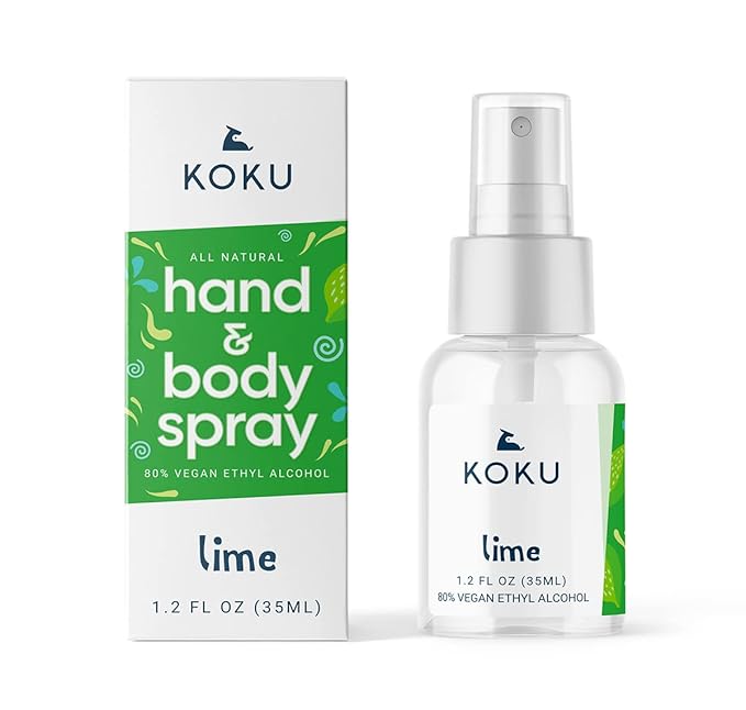 Koku Citrus Hand &amp Body Spray | Variety Pack | Twelve 1.2-Ounce Travel-Size Spray Bottles | 4 of each Scents | Lemon Lime &amp Mandarin Orange
