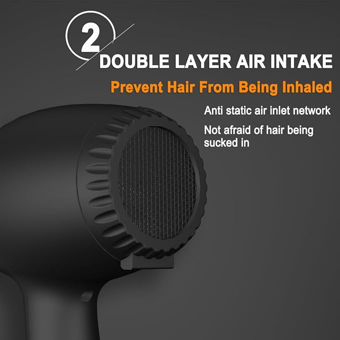 Blow Dryer - JINRI 1875W Diffuser Hair Dryer for Salon &amp Personal Use – Powerful Fast Drying with Diffuser Comb &amp Nozzle for Women &amp Men with ALCI Safety Plug Black