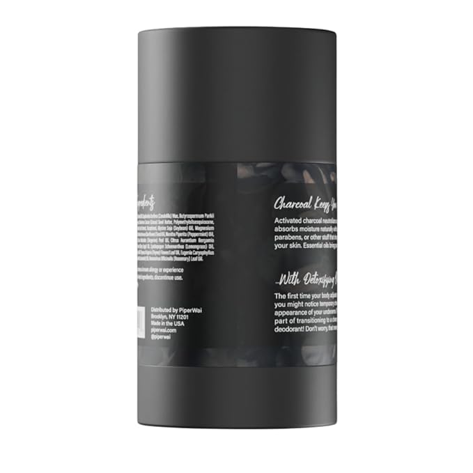 PiperWai Natural Deodorant w/Activated Charcoal | Odor Protection Vegan Aluminum Free Shark Tank Product for Women &amp Men | Great for Travel &amp Gifts | 2.6 oz (75g) Original Scented Stick 2-