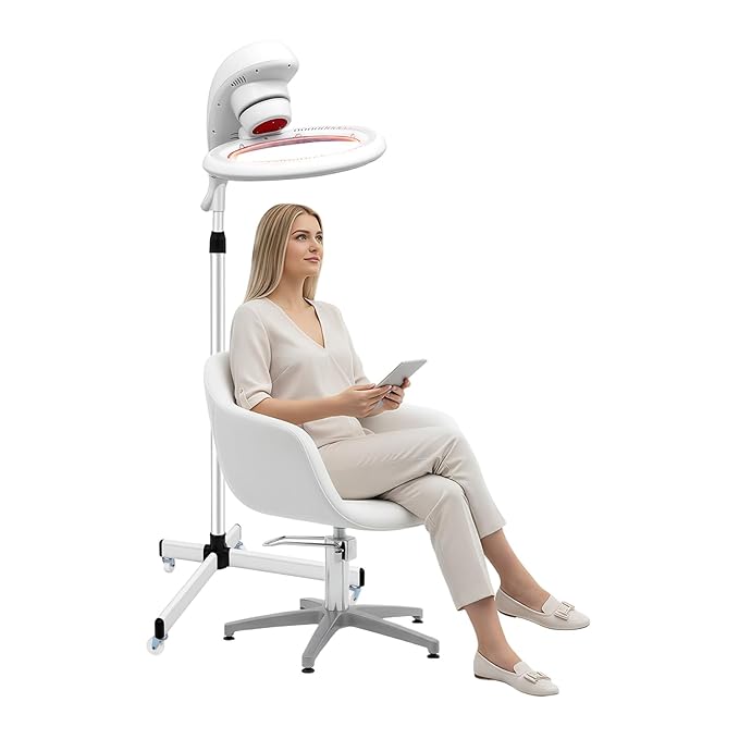 360°Infrared Hair Dryer Color Processor Orbiting Professional Salon Hair Dryer Rolling Stand Hooded Hair Drying MachineColor Processor Drying Perming Machine(White)