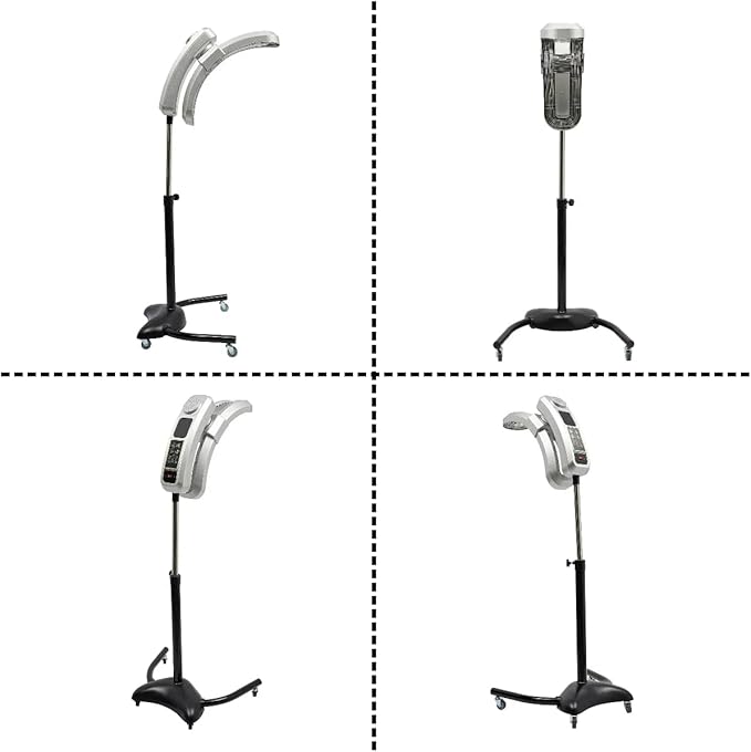 Professional Temperature &amp Angle Adjustable Standing Hair Dryer 110V 950W Professional Stand Hair Color Processor (Silver)