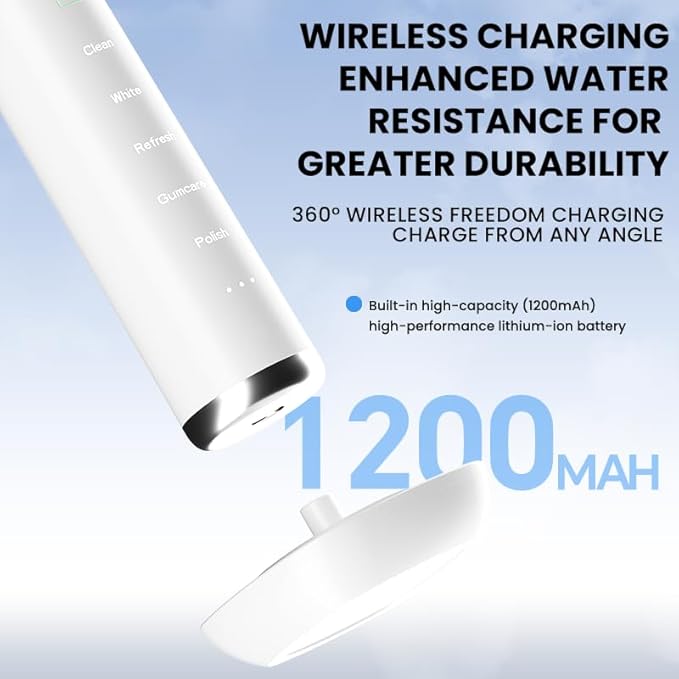 Electric Toothbrush with Pressure Sensor5 Cleaning Modes 2 Minute Timer and QuadPacer 38000 VPM Electric Motor &amp Wireless Charging 4 Brush Heads &amp Travel Case (Black)