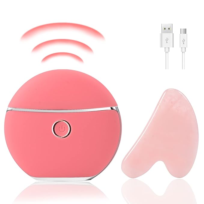 Electric Gua sha with Manually Gua Sha Facial Body Sculpting Gua Sha Massager Anti Aging Facial Beauty Instrument Scraping Massage Beauty Scraping Instrument Hand Scraping Tools (Pink)