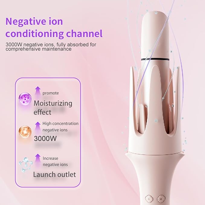 4-in-1 Automatic Curling Iron Multifunctional with 1 - 1.57 Interchangeable Barrel Salon Curls Waves Hair Straightener Brush for All Hair Lengths (Pink 4in1)
