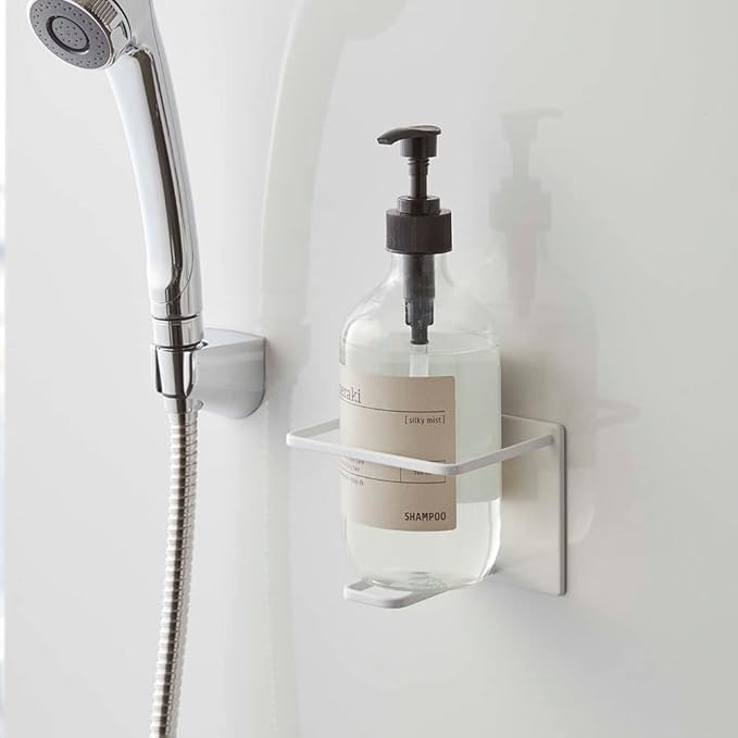 Yamazaki 5508 Magnetic Bathroom Tube &amp Bottle Holder Large White Approx. 4.3 x 3.2 x 4.3 inches (11 x 8.2 x 11 cm) Tower Floating Storage Shampoo Body Soap Holder Bathroom Storage