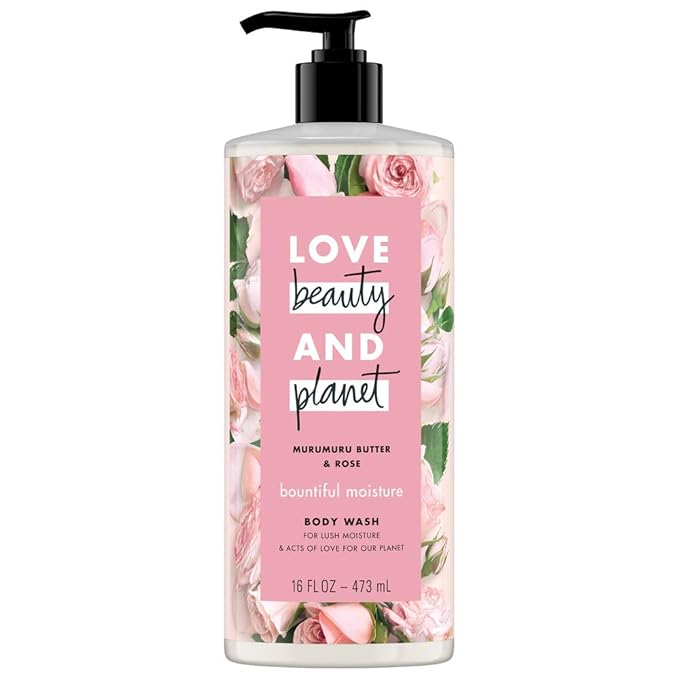 Love Beauty And Planet Bountiful Moisture Body Wash to Clean Hydrate Skin Murumuru Butter Silicone Free Paraben Free Vegan rose 16 Fl Oz