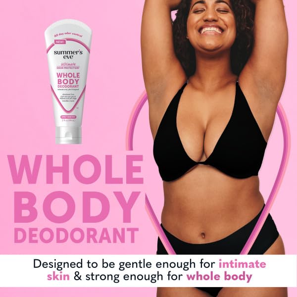 Summer's Eve Whole Body Deodorant for Women Ultimate Smell Control Aluminum Free Deodorant Simply Sensitive 3 Fl Oz (4pack)