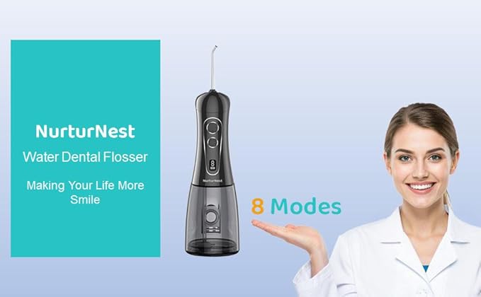 Water Flosser for Teeth Cordless Oral Irrigator Professional Rechargeable Dental Water flosser IPX7 Waterproof 8 Modes Large Water Tank 400ML(13.5oz) for Home &amp Travel Black