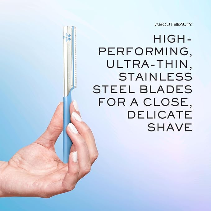 About Face Pro-Premium Facial Razors - 12 Beauty Groomers for Hair Removal Ideal for Shaving Exfoliating Dermaplaning and Brow Shaping Japanese Stainless Steel Gently Removes Facial Hair