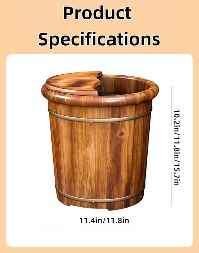 Natural Wooden Footbath BucketWooden Pedicure Basin Thicken Foot Bath Barrels Soaking Foot Tub Middle-Aged and Elderly Health Care Gift Women's Foot Tub Bath Tub for Women