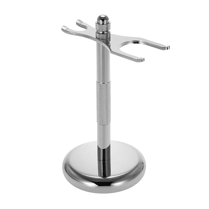 Men Razor Holder Stainless Steel Shaving Brush Stand Safety Razor It Holder 15cm Rack &amp Brush Not Including(Silver)