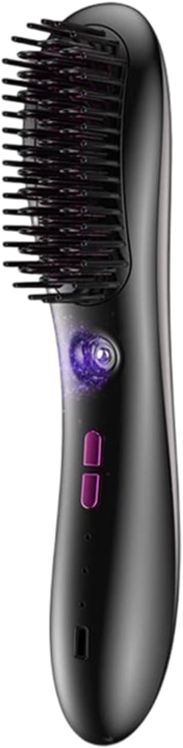 Hair Straightener Brush - Lightweight Hair Straightener Comb | 3 Temp Settings Rechargeable Styling Tools Streamlined Negative Ionic Comb for Home Outdoor Travel Vacation