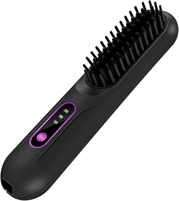 Hair Straightener Brush | 3-Temp Heated Curling StylerHeated Straightening Brush Hair Comb - for Women Girls Long Short Styling Home Travel Party Daily Dating Wedding