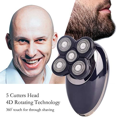 Head Shavers for Bald Men Five Floating Head 4D Shavers USB Rechargeable For Men Washable Hair Clipper Nose Ear Hair Trimmer Shaving Beard Machine 3 in 1 (Color : P93099-B)