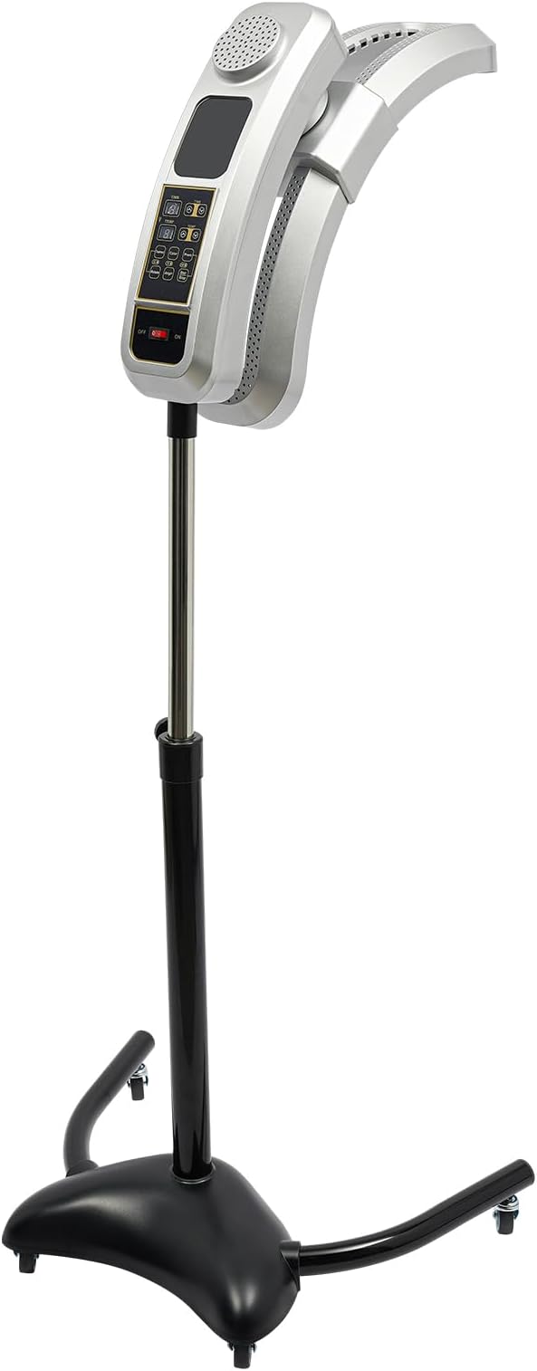 Professional Standing Hair Dryer with 360° Rotation Adjustable Temperature 104-158°F &amp Height 900W Salon Hair Styler for Perming Coloring &amp Hot Oil Treatment (Silver)