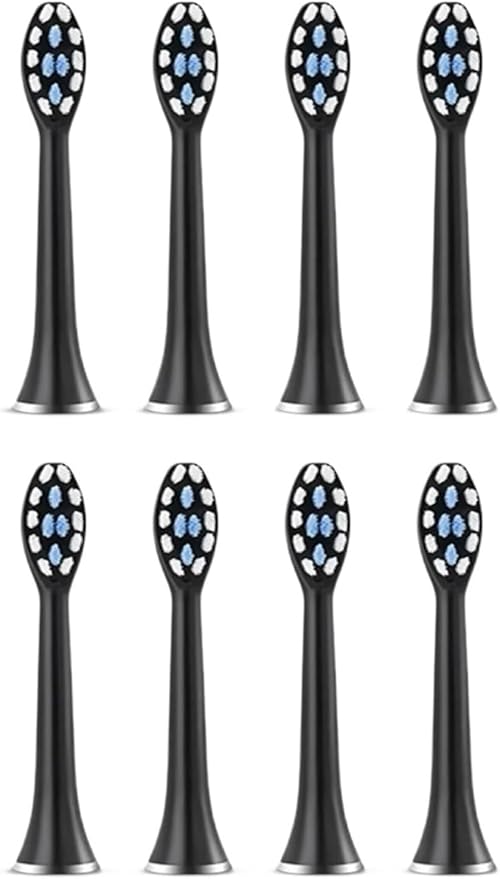 8pcs Replacement Toothbrush Heads Compatible for Revyline RL010 Accessories Nozzles Bristles(8PCS Black)