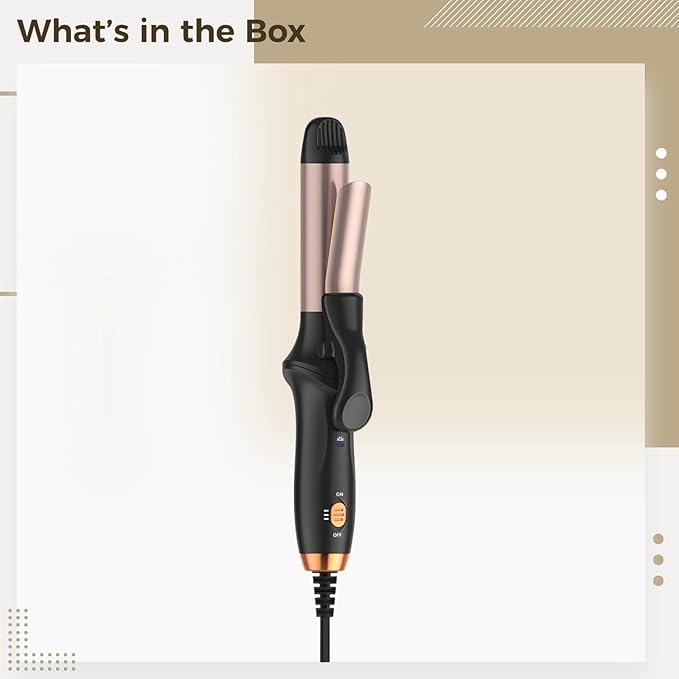 Mini Curling Iron Wand Ceramic Styling Tool Portable Hair Curler with Adjustable Temperature (320-356℉)