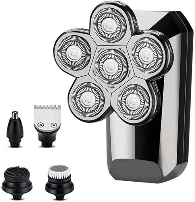 Head Shavers for Bald Men 8in1 Rechargeable Electric Shaver Five Floating Heads Razors Hair Clipper Nose Ear Hair Trimmer Men Facial Cleaning Brush