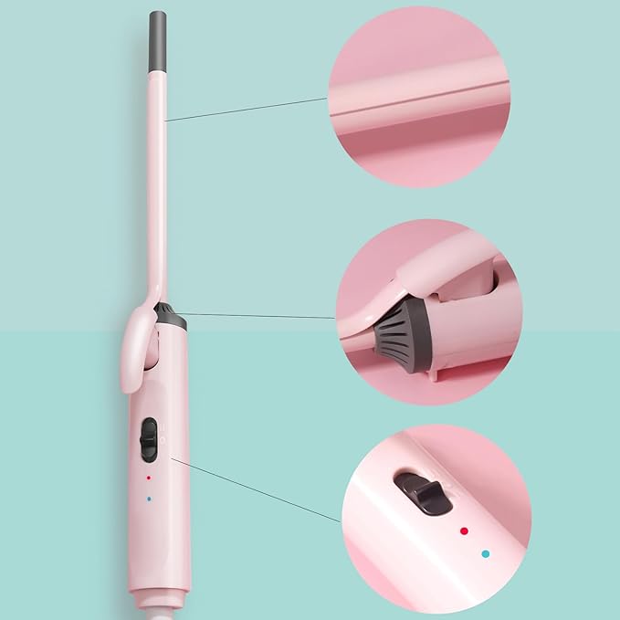 Hair Curler Fine Root 9mm Curling Iron Constant Temperature Curling Wand Iron Conditioning 360° Rotation Hair Waver for Tight Long Lasting Curler Wands for Long Short Hair(US)