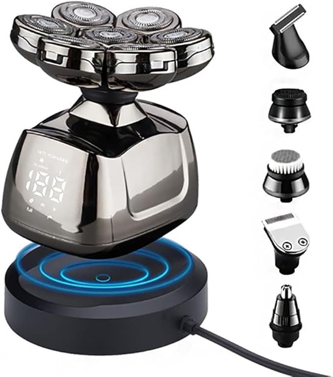 Head Shavers for Bald Men 7-Blade Electric Shaver for Men Wireless Rechargeable Grooming Kit Waterproof Razor Beard Hair Trimmer USB Bald Shaving Machine