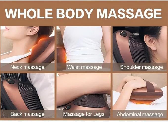 Full Body Electric Massage Pillow for Pain Relief -Shiatsu Neck and Back Massager with Heat Relieve Muscle Stiffness Improves Blood Circulation for Home Office Car-Gifts for Mom Dad (8-Head UK)