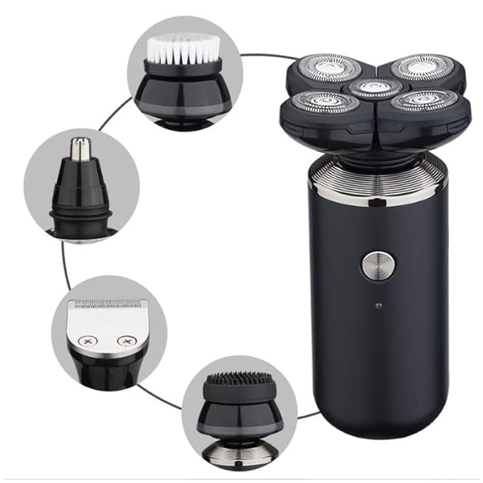 Electric Razor for Men 5 in 1 Washable Grooming Electric Shaver Male Face Electric Razor Rechargeable Rotary Beard Shaving Machine Cleaning Shaver Kit