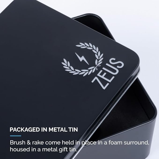 ZEUS Oval Military Beard Brush with Bristle Cleaner Boar Bristle Beard Brush &amp Bristle Rake Cleaner Gift Set (Made in Germany) Firm Bristles Q91