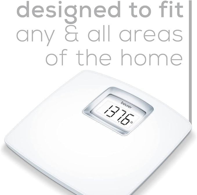 Beurer PS25 Digital Bathroom Scale for Body Weight – 400lb Capacity Auto-Calibrate XL Backlit Display – Glass Precise and Accurate Body Scale