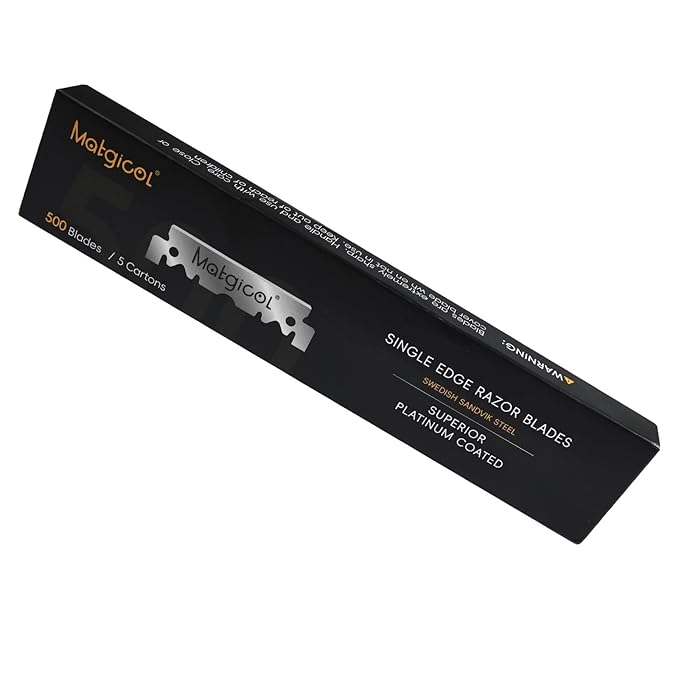 Single Edge Razor Blades Refills - 500 Count Swedish Premium Platinum Straight Razors Blades for Men - Sharp Smooth and Comfortable Shaving