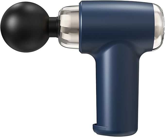 Portable Mini Massage Gun Handheld Deep Tissue Massager with Wrist Strap Cordless Lightweight Small Rechargeable Navy Blue
