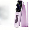 Portable Straightener Brush - go Brush proPortable Mini Hair Straightening with 3 Temperature Settings &amp LED Display USB Rechargeable Fast Heating Hairs for Travel (Light Purple)