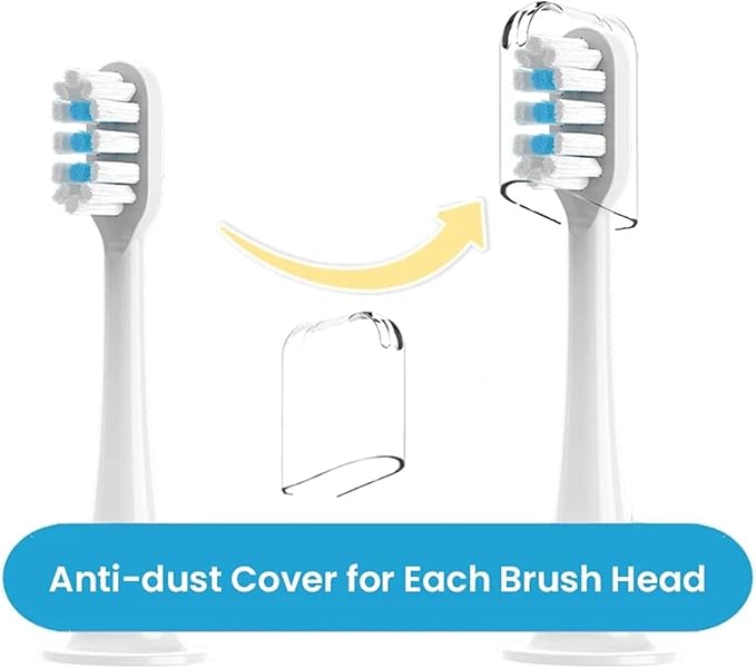 8pcs Replacement Brush HeadsCompatible for T300/T500/T700 Toothbrush Soft Bristle Nozzles with Caps(Blue)