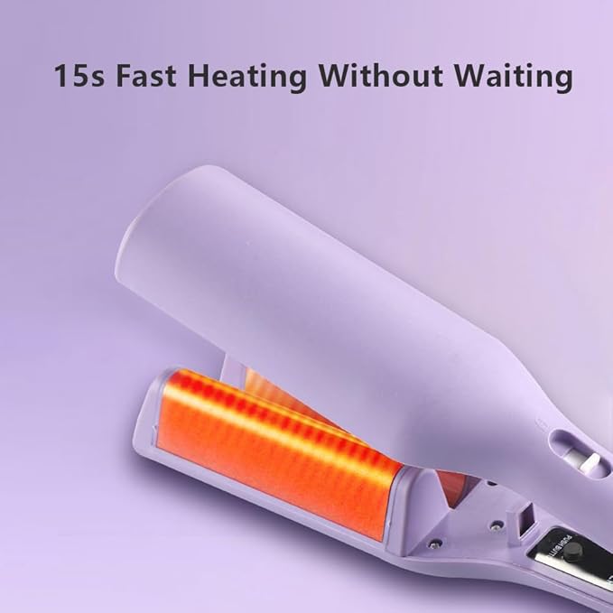 V Shape Curling Iron 32mm Hair Deep Waver Adjustable Temperature Locking Button Hair Curler Ceramic Big Waves Crimper Hair Iron Styling Tool