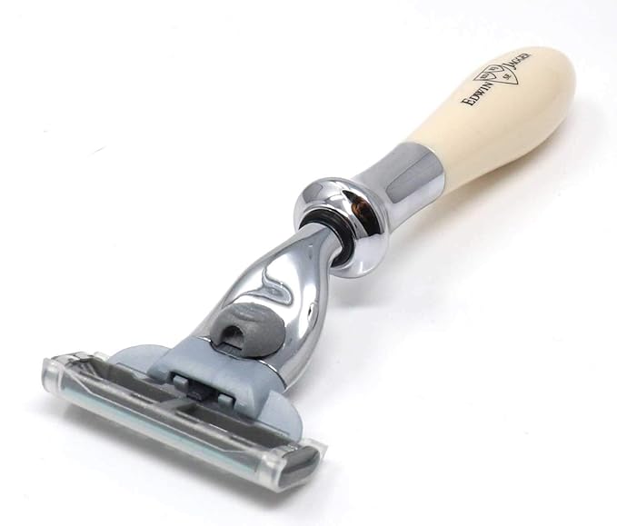 Edwin Jagger Plaza Imitation Black Marble Handle For A Gillette Mach3 Razor Cartridge (Imitation Ivory)