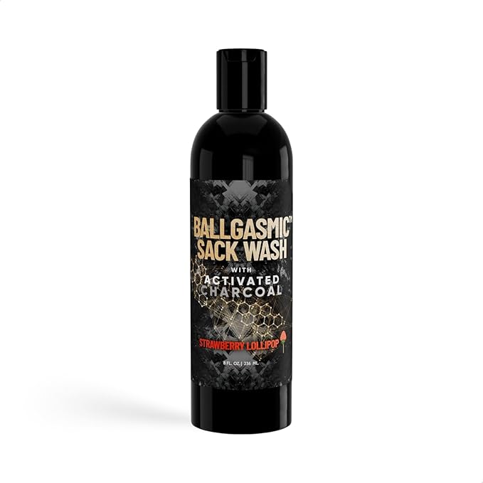 Derm Dude BallGasmic Ball Wash for Men – Coconut Rush + Strawberry | Anti-Chafing Charcoal Body Wash for Groin Care &amp Odor Defense – 2 x 8oz