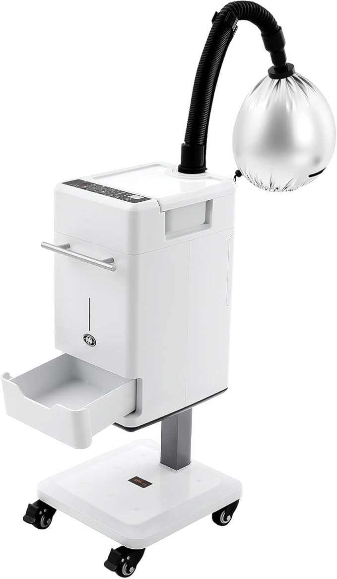 Hair Steamer Machine 500W Nano Mist Hair Color Processor with Wheels 6 Modes Temperature Adjustable Professional Hair Dyeing Machine for Hair &amp Scalp Care (White)