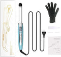 Portable Curling Bar 150-220℃ Curling Iron Adjustable for 60 Minutes Automatically Closing Curling Iron with Insulating Gloves-Blue for Hair Styling (Blue One Size)